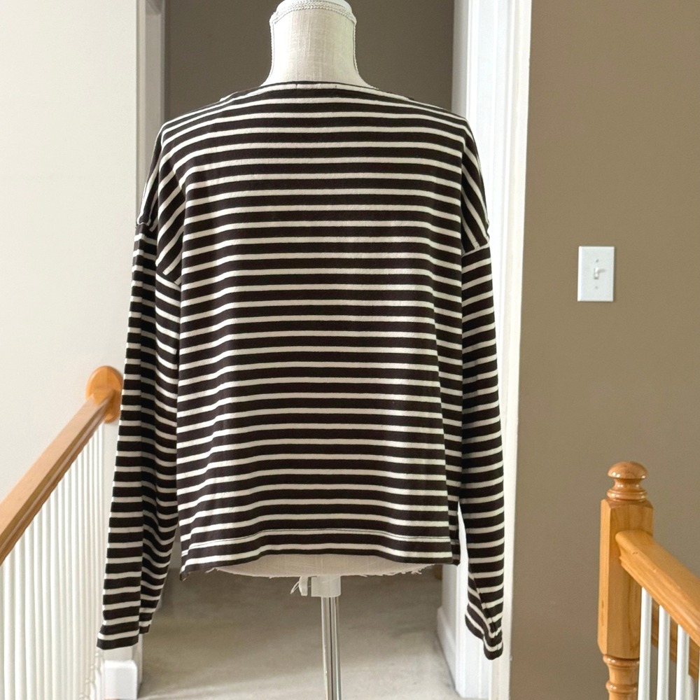 Buck Mason Mariner Jersey Breton Tee Chestnut Natural Striped Shirt XL NEW - Picture 5 of 10